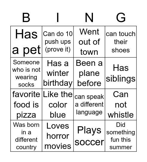 People Bingo Card