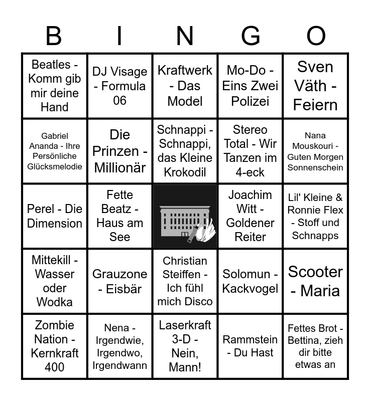 Deutsch und Dirty Bingo Card