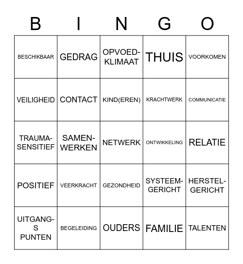 Veerkracht Bingo Card