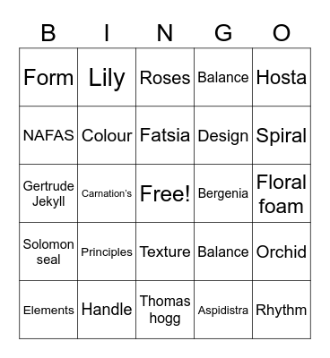 Floral Bingo Card