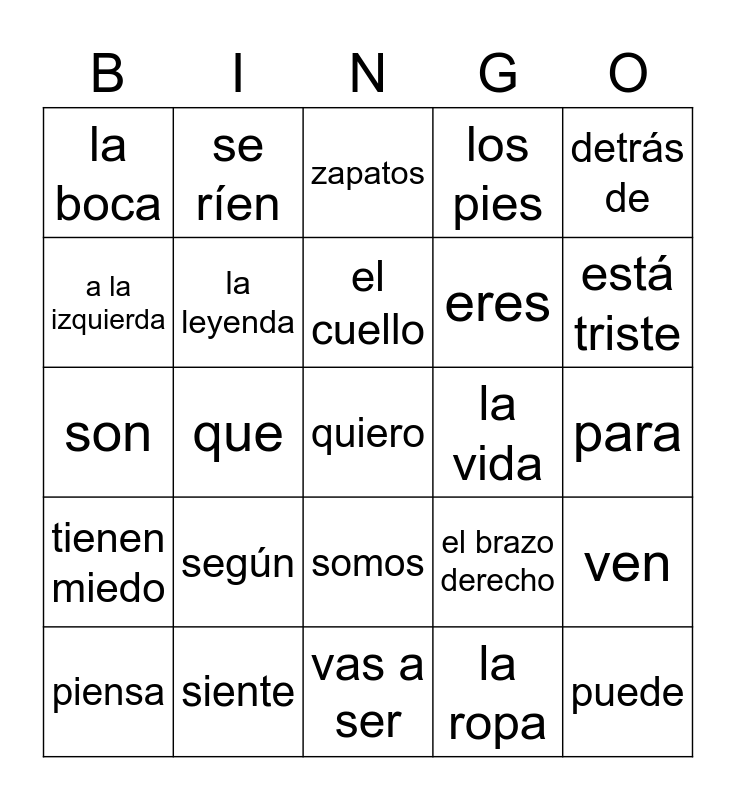 Piratas 4-6 Bingo Card