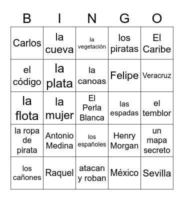 Piratas- repaso Bingo Card