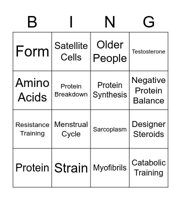 Muscle Growth Bingo Card
