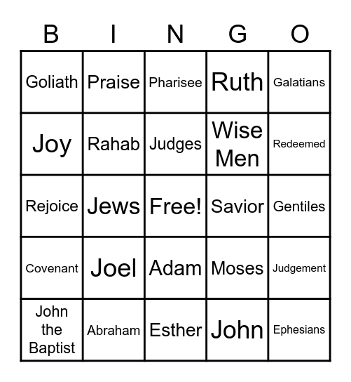 Bible Bingo Card