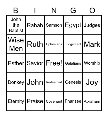 Bible Bingo Card