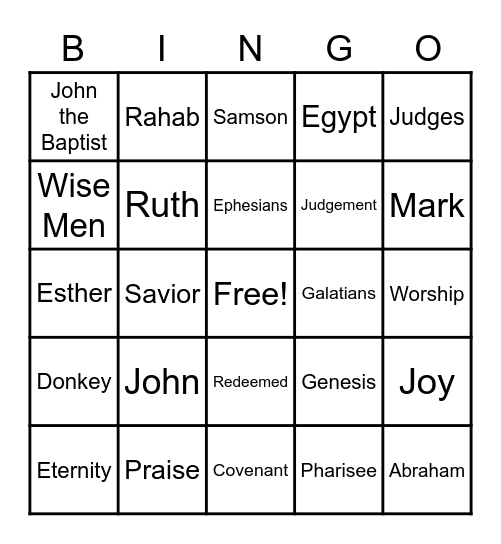 Bible Bingo Card