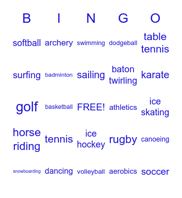 SPORTS Bingo Card