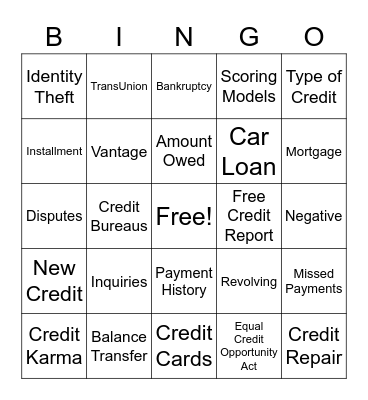 Credit Bingo Card