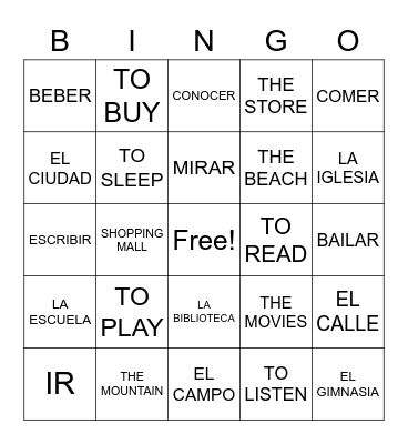 LOS LUGARES/LOCATIONS Bingo Card