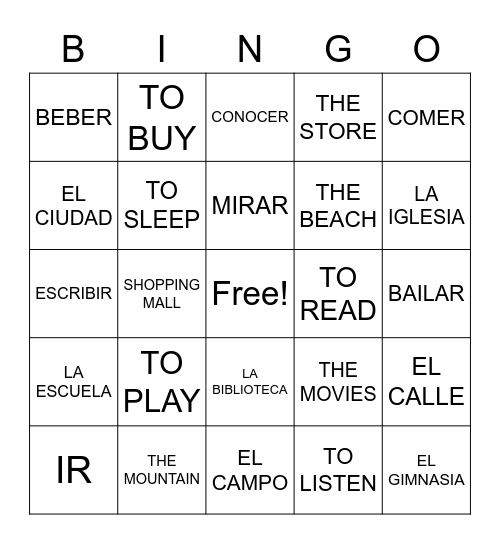 LOS LUGARES/LOCATIONS Bingo Card