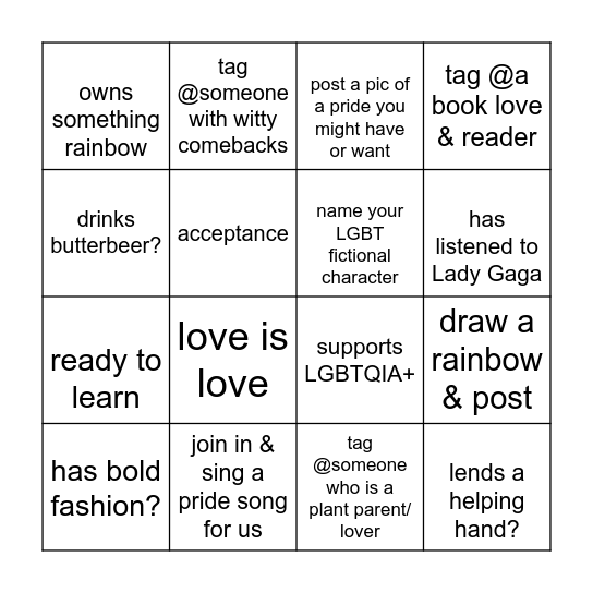 Pottercord Pride Bingo Card