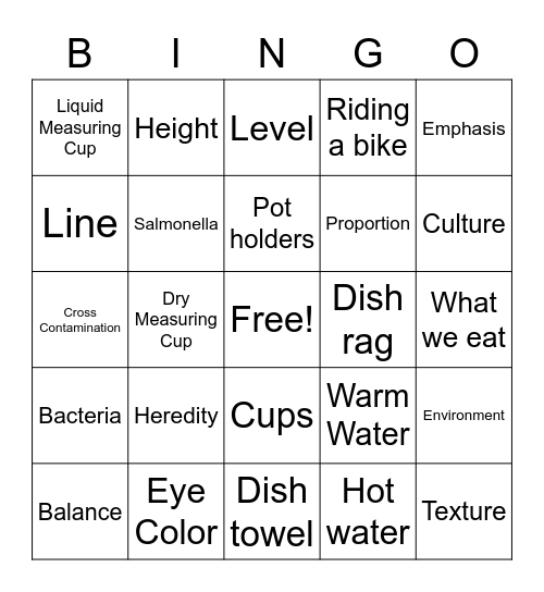 6th Grade FCS BINGO Card