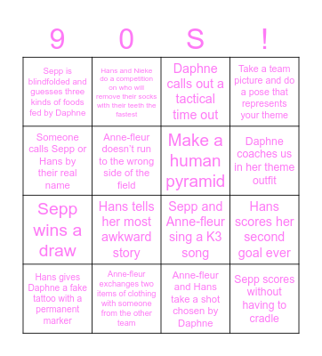 Grungry 90s Bingo Card