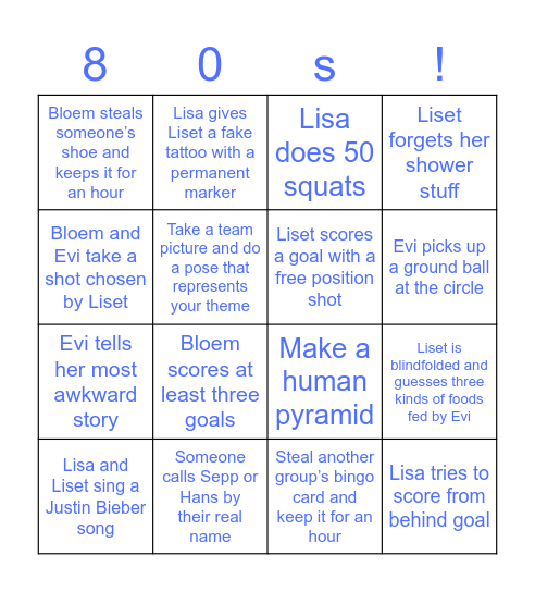 Big 80s Bingo Card