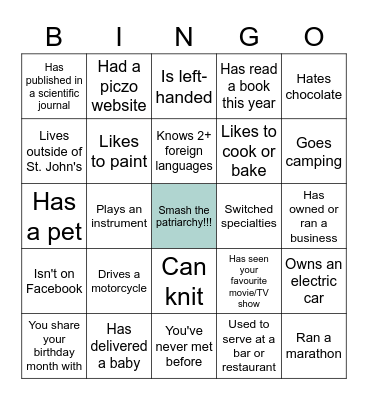 Find someone who... Bingo Card