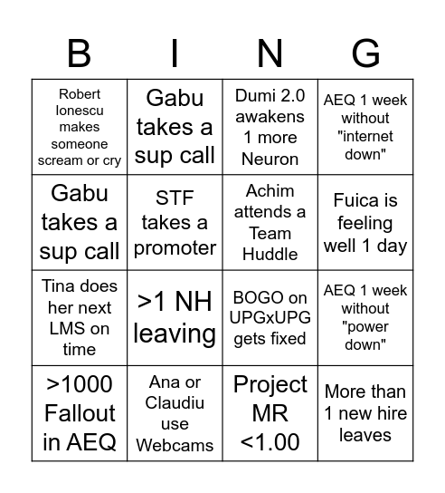 June BINGO card Bingo Card