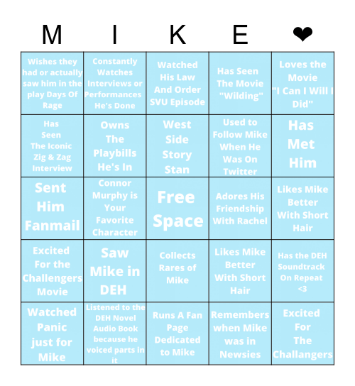 Mike Faist Bingo Card