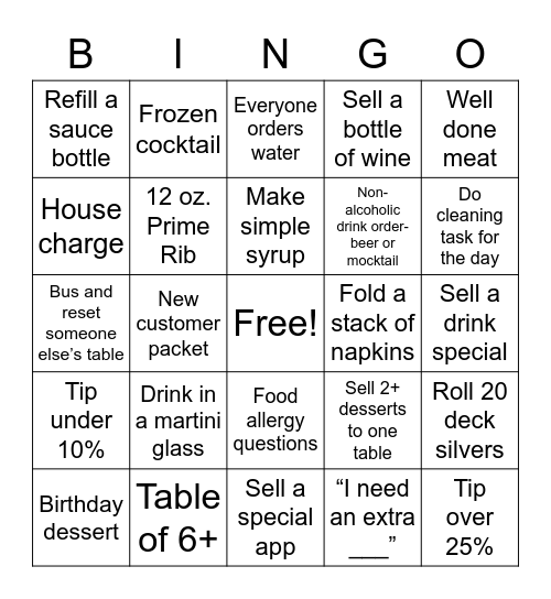 J. Harrod’s Bingo Card