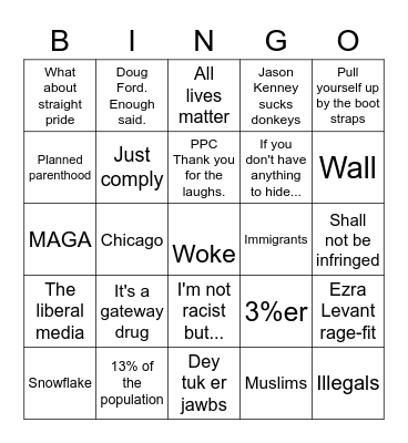 Conservative bingo Card