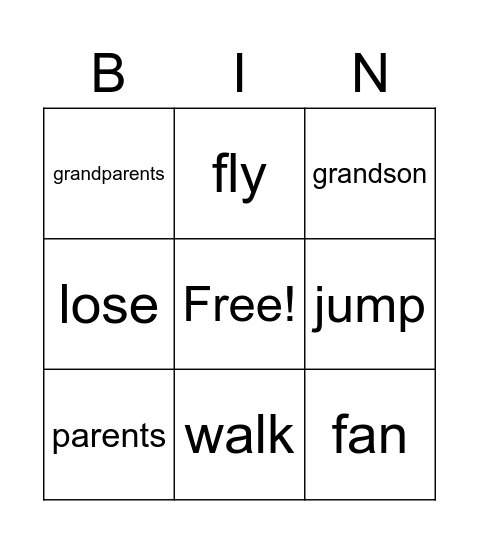 2nd Term Vocabulary level 2 Bingo Card