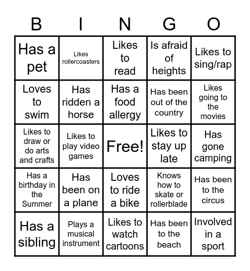 Human Bingo MS Bingo Card