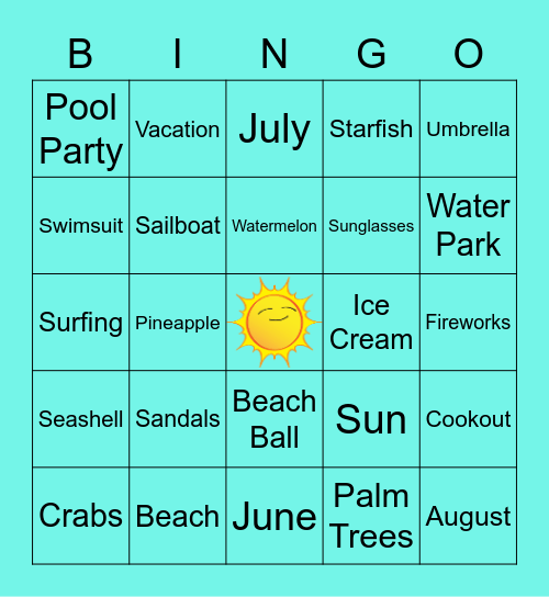 Summer Vibes Bingo Card