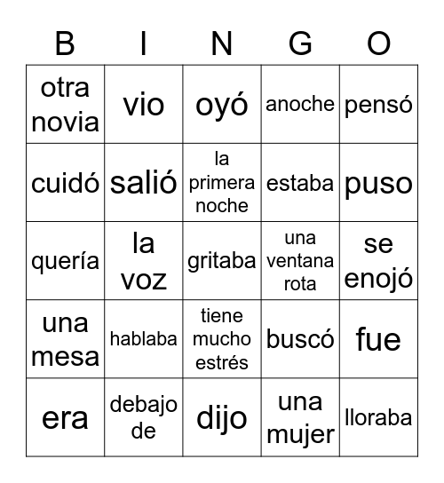 Robo en la noche 6-10 Bingo Card