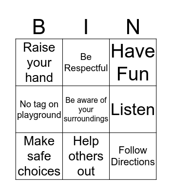 Rules Bingo Card