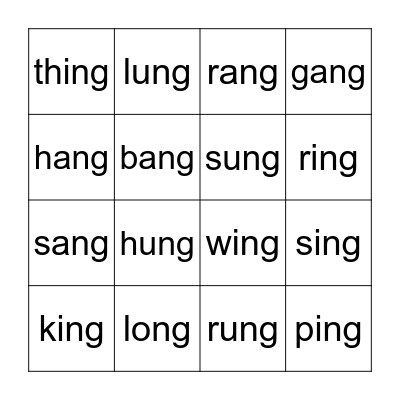 Fundations -ng glued sounds Bingo Card