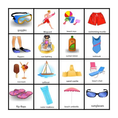 Summer Vocabulary Bingo Card