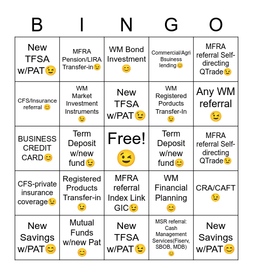 FUSION Bingo Card