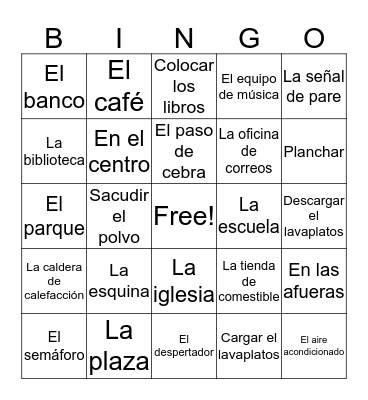 Spanish 2 Chapter 2 Bingo B Bingo Card