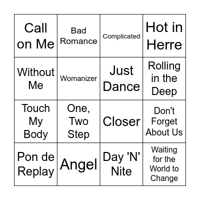 2000's #3 Bingo Card