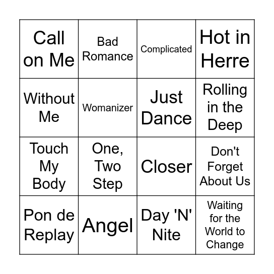 2000's #3 Bingo Card