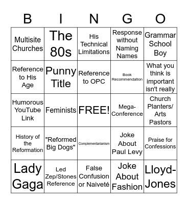 CARL TRUEMAN BINGO Card
