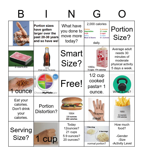 Smart Sizes Bingo Card