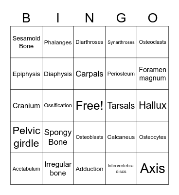 Bone Bingo Card