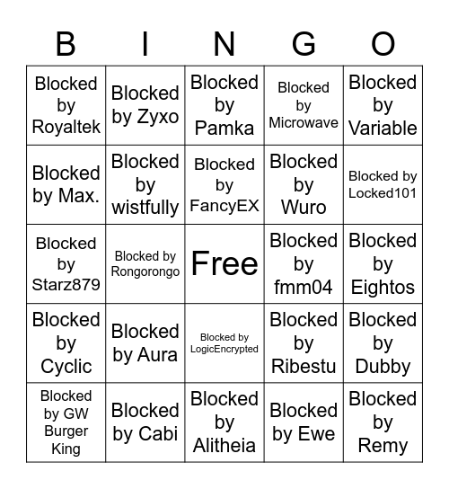 ILL Block Bingo Card