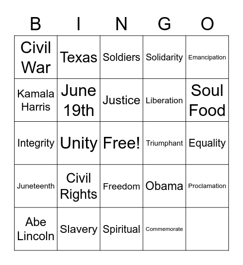 JUNETEENTH BINGO Card