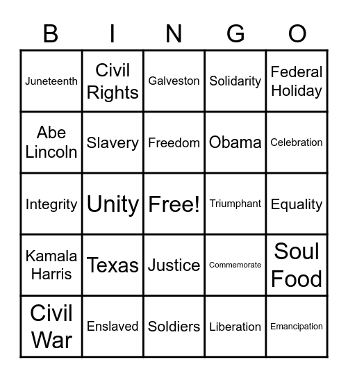 JUNETEENTH Bingo Card