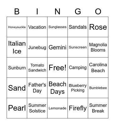 June BINGO! Bingo Card