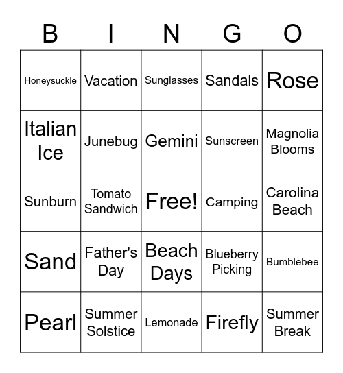 June BINGO! Bingo Card