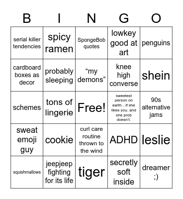 BRAE-O Bingo Card