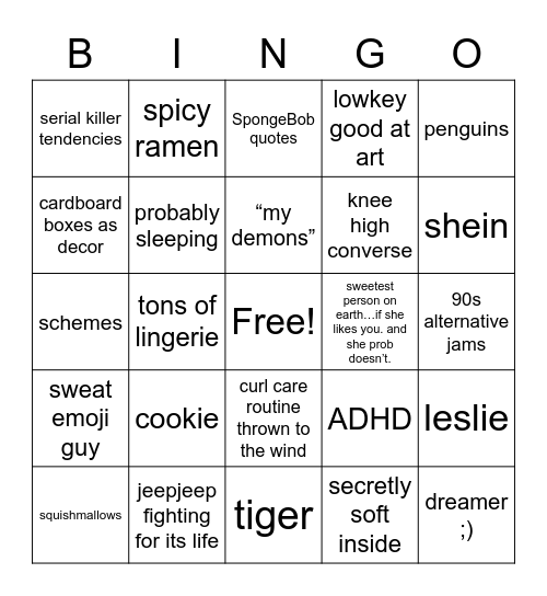 BRAE-O Bingo Card