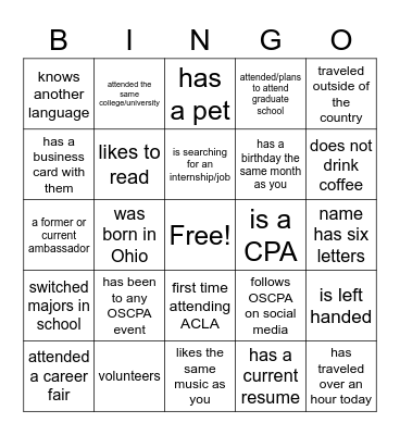 Find someone who... Bingo Card