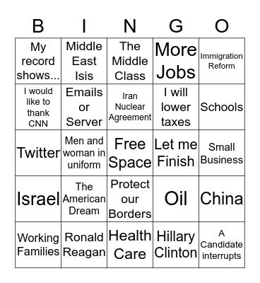 Mr. Wissink's Debate Bingo Card