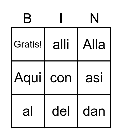 Palabras de Poder Bingo Card