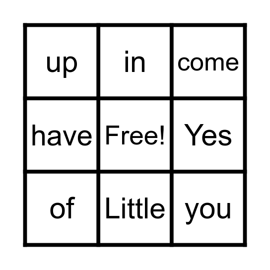 Power Words 1G Bingo Card