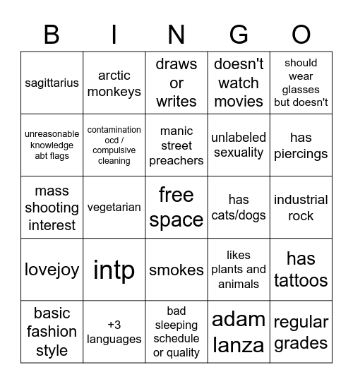 milo @blarvine bingo Card