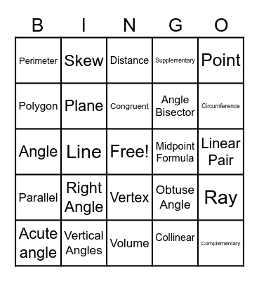 Tools of Geometry Bingo Card